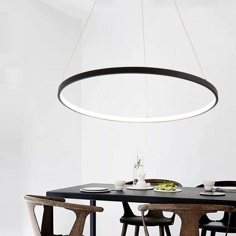 24 inch Circle Chandelier Round Kitchen Island Pendant Remote Dimmable image number 1