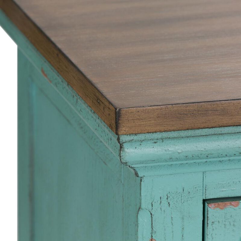 Liberty Furniture Kensington 3 Door Accent Cabinet in Turquoise w/ Worn Wood Tone Top image number 8