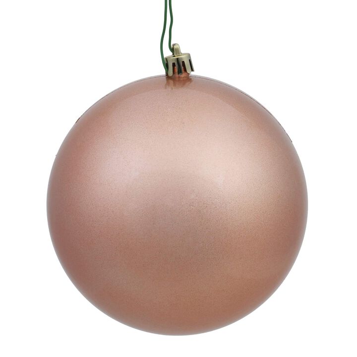 Vickerman N592058DCV Candy Ball Ornament with Shatterproof & UV Resistant, Pre-drilled Cap Secured & 6" of Green Floral Wire, 8", Rose Gold