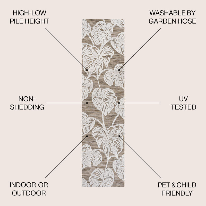 Tobago High-Low Two Tone Monstera Leaf Area Rug