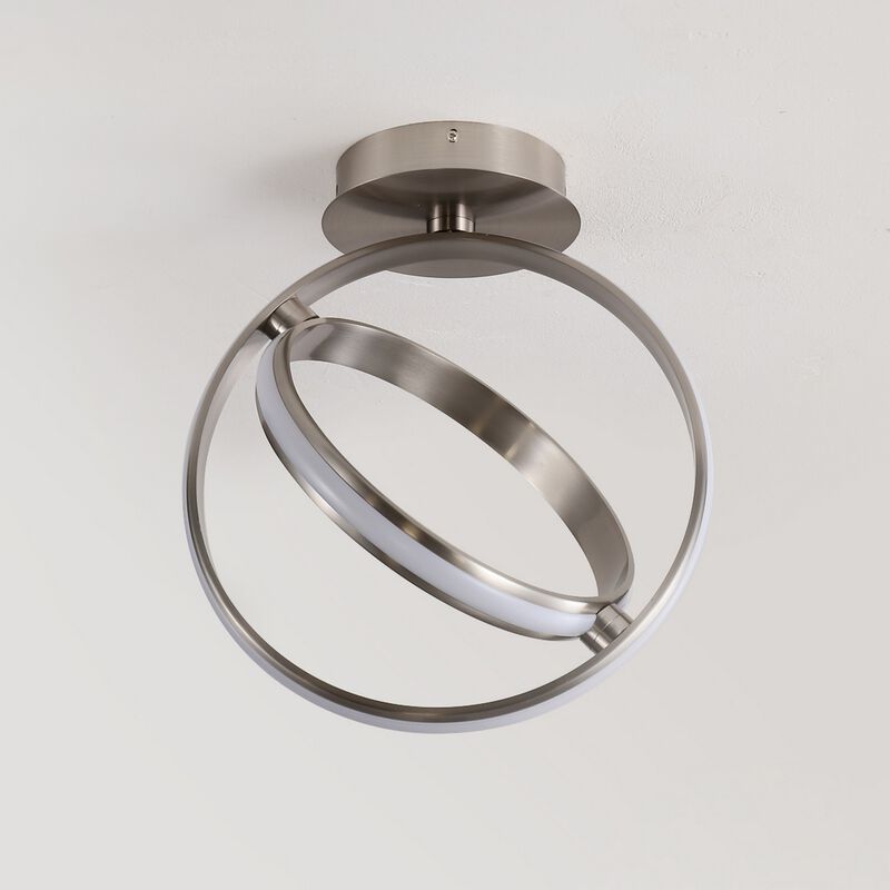 Nicole 2-Light Modern Minimalist Aluminum Ring Integrated LED Semi Flush Mount