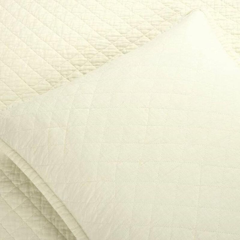 Hivvago Full/Queen Lightweight Cotton Linen Ivory Textured Reversible 3-Piece Quilt Set