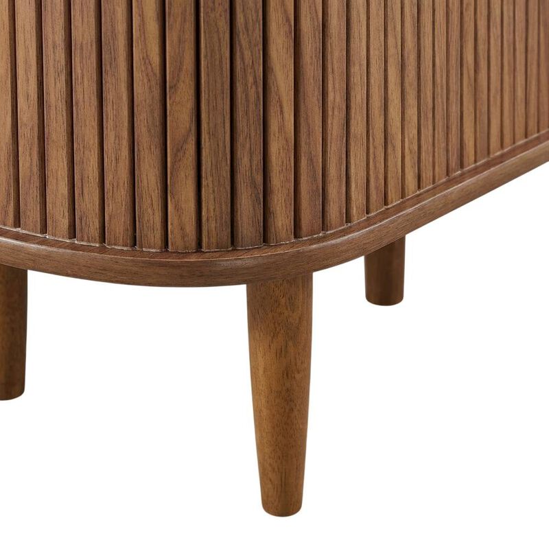 Gray wood TV stand with sleek design and sturdy construction image number 6