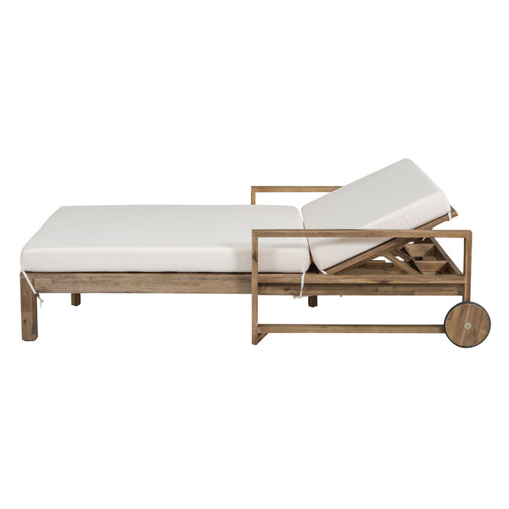 Merax Farmhouse-styled Wooden Outdoor Sunbed