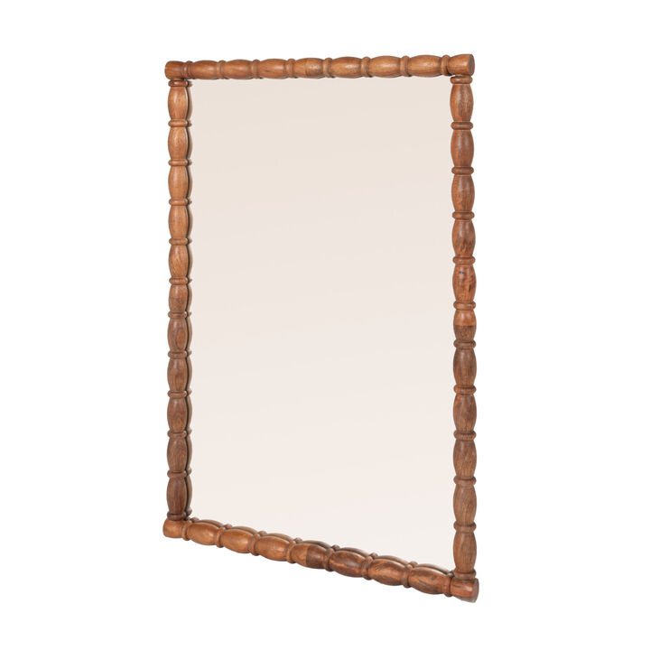 Mango Wood Bobbin Frame Mirror, Walnut