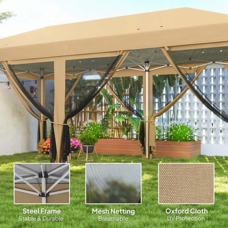 Hivvago 10' x 20' Pop Up Canopy Tent with Netting and Carry Bag image number 3