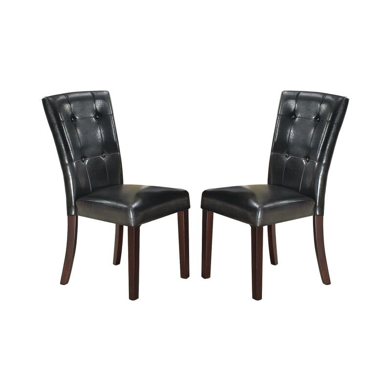 Leather Upholstered Dining Chair, Black(Set of 2)