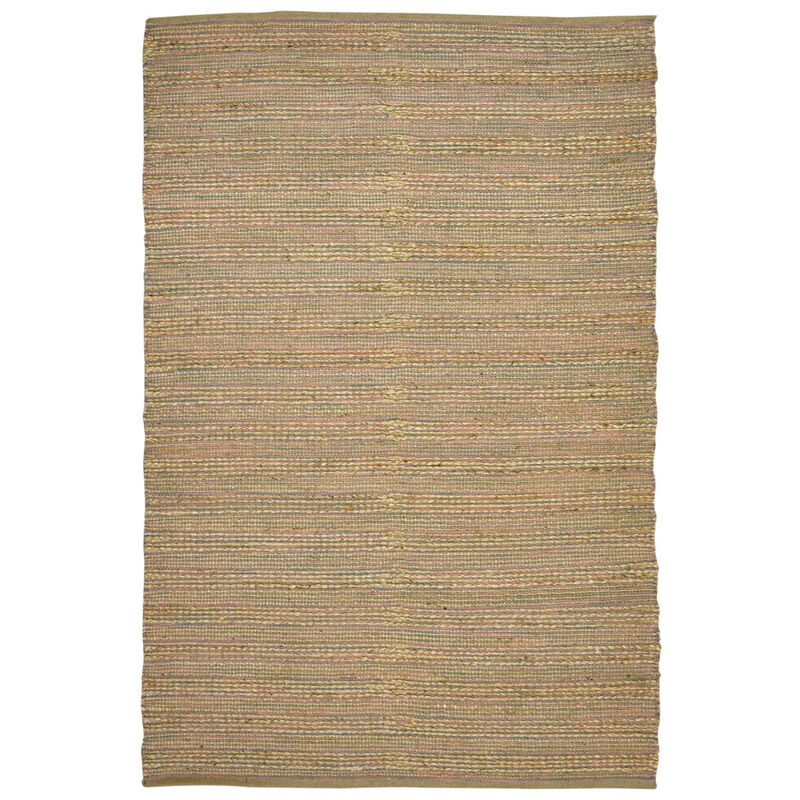 HomeRoots 3' X 5' Pink And Brown Jute Striped Flatweave Handmade Area Rug image number 3