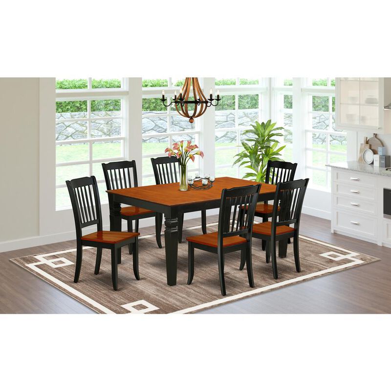 East West Furniture Dining Room Set Black & Cherry, WEDA7-BCH-W