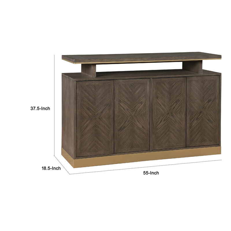 Greta Sideboard Buffet Console 2 Cabinets, Floating Top, Gold, Brown