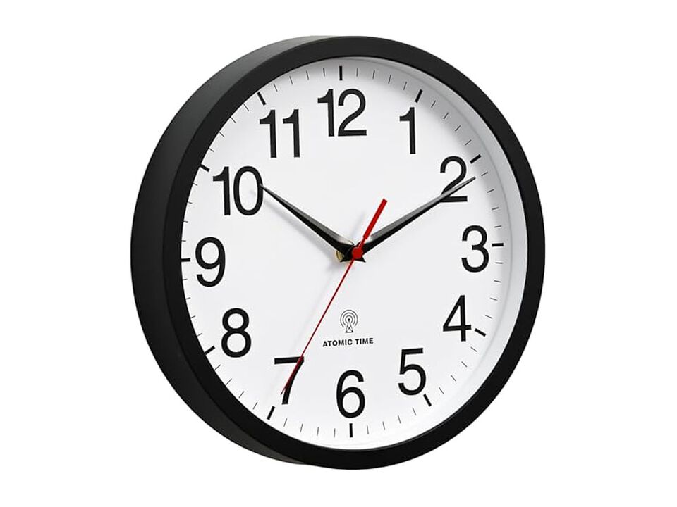 Atomic Black Wall Clock 12 Inch Modern Battery Operated Living Room Decor