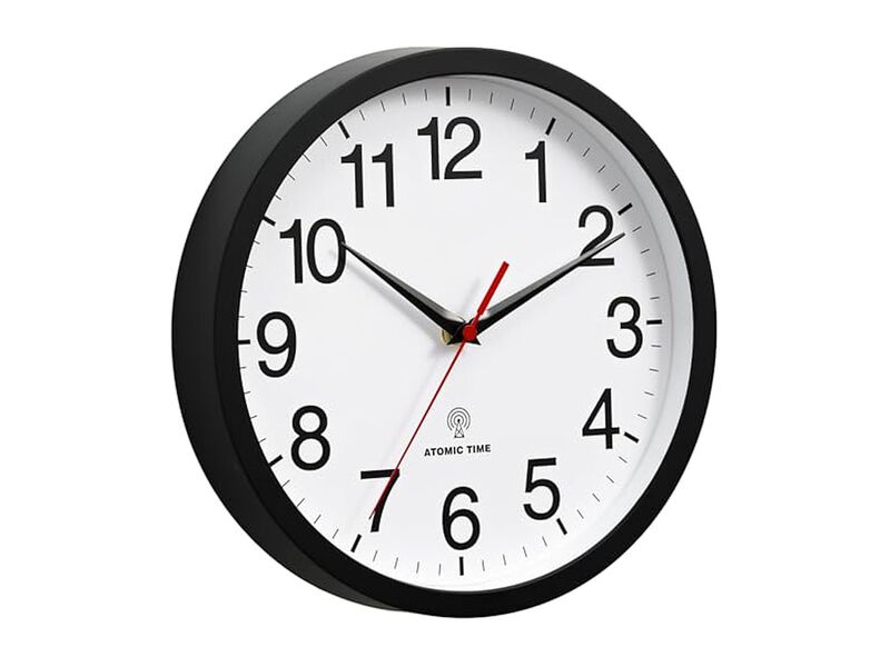 Atomic Black Wall Clock 12 Inch Modern Battery Operated Living Room Decor image number 1