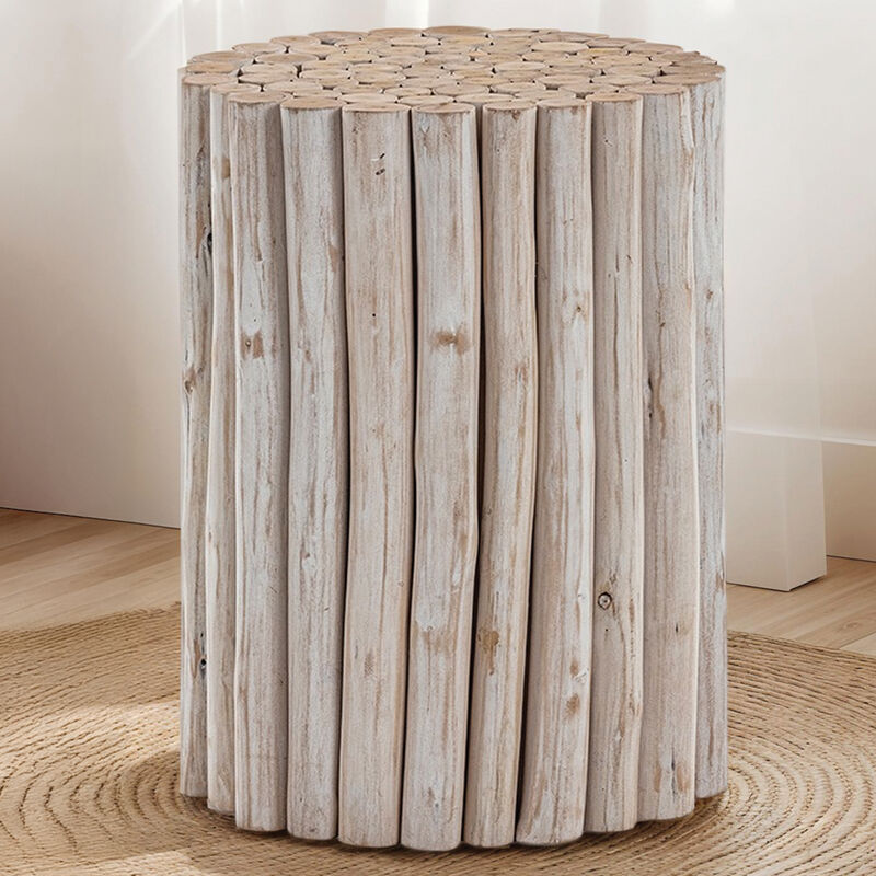 Raveliqua White Wood-Stick End Table image number 6