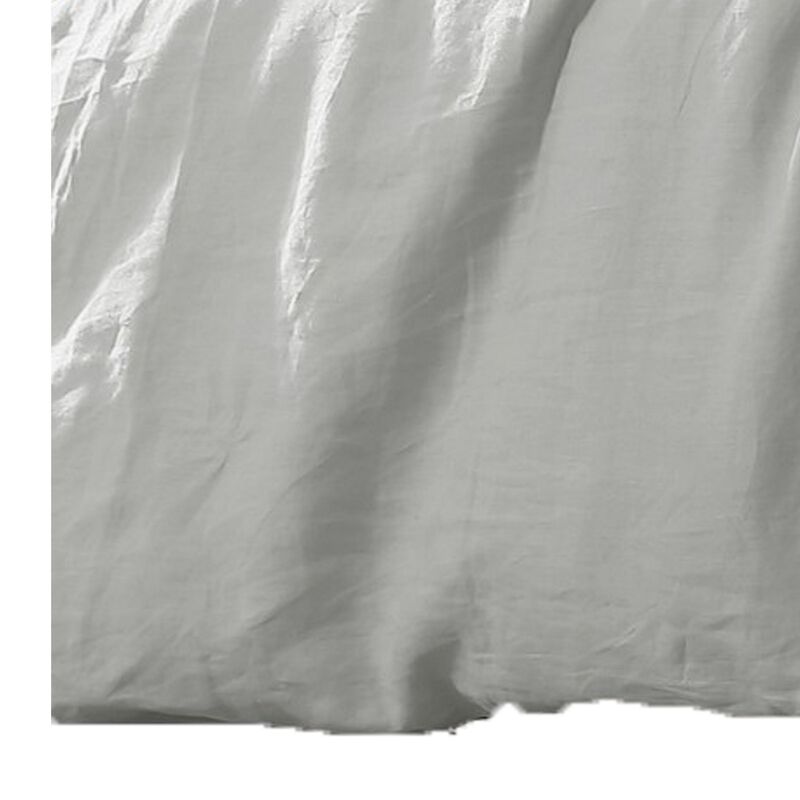 Edge 4 Piece King Size Duvet Comforter Set, Washed Linen, Cotton, Soft Gray - Benzara image number 3
