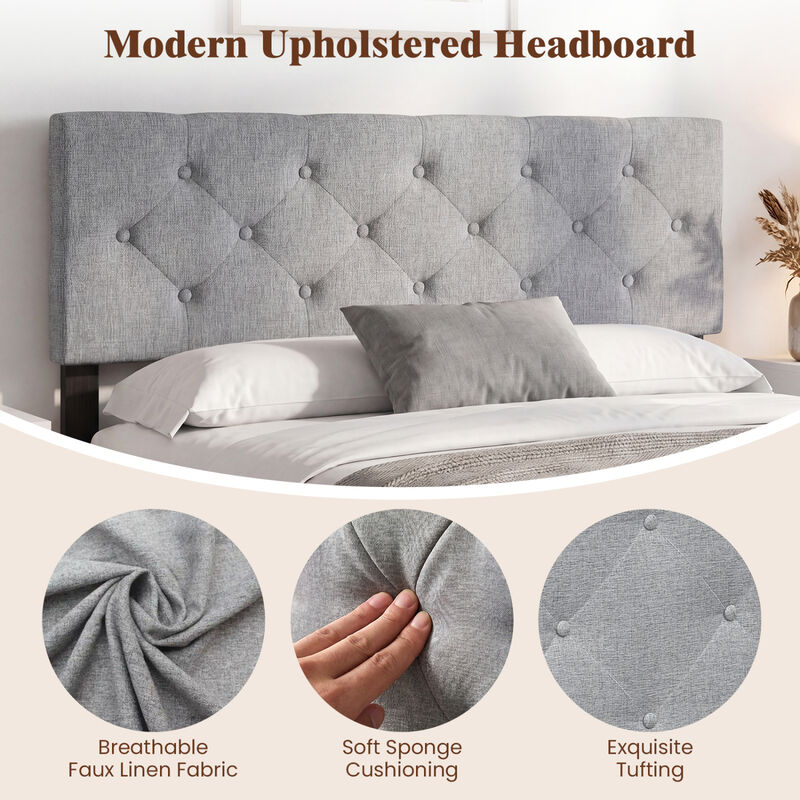 Upholstered Bed Headboard Panel for Queen and Full Beds with Tufted Design image number 5