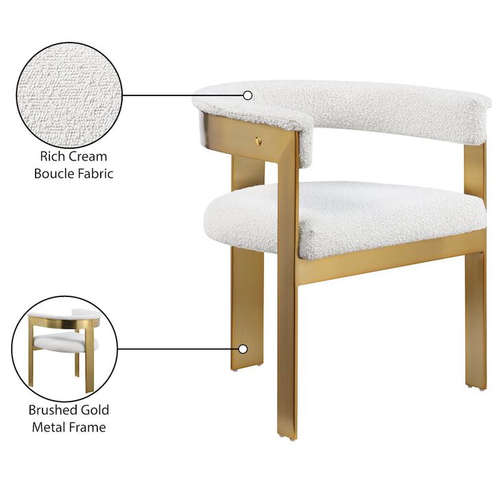 Meridian Furniture Romeo Cream Boucle Fabric Dining Chair, Set of 2