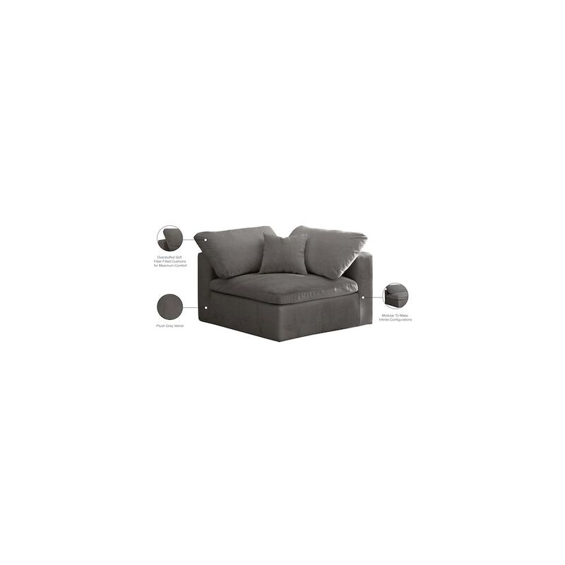 Meridian Furniture Cozy Grey Velvet Chair
