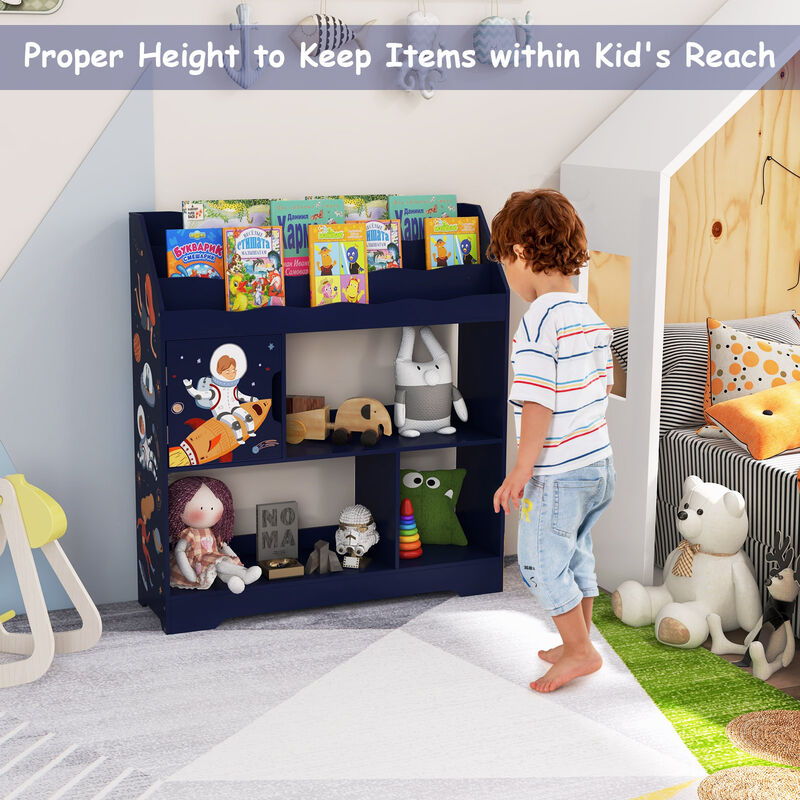 Kids Toy Storage Organizer with Book Shelf and Storage Cabinet