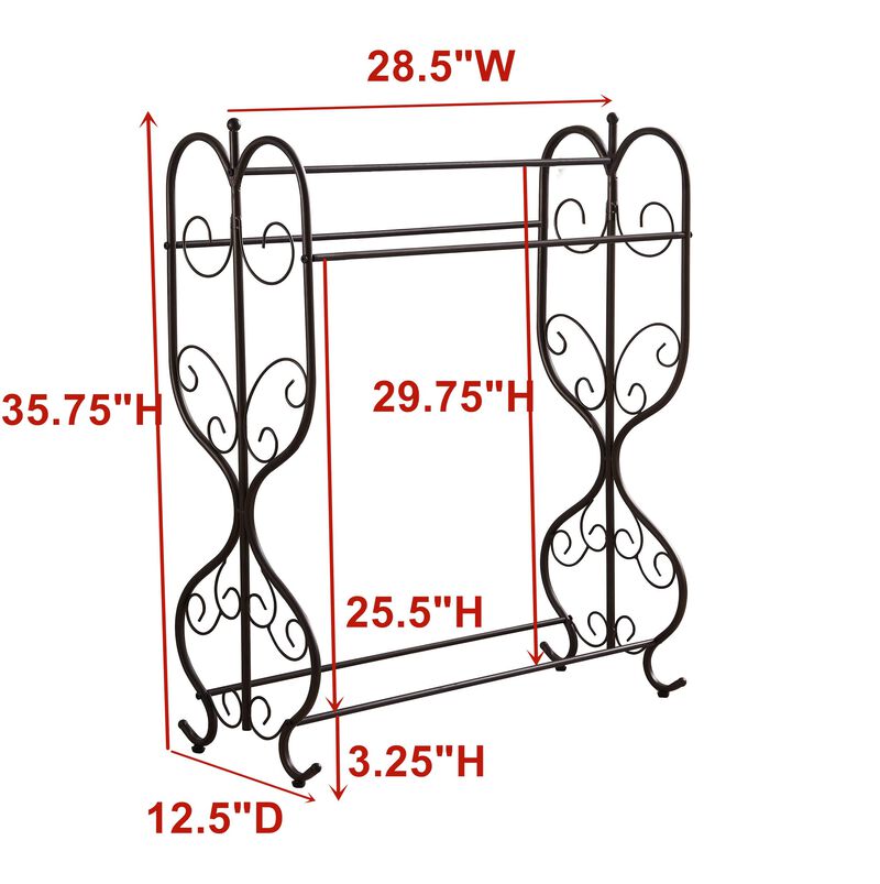 Kings Brand Furniture Freestanding Pewter Metal Towel Rack Stand with 3 Bars for Bathroom, Laundry Room, Blanket Rack image number 2
