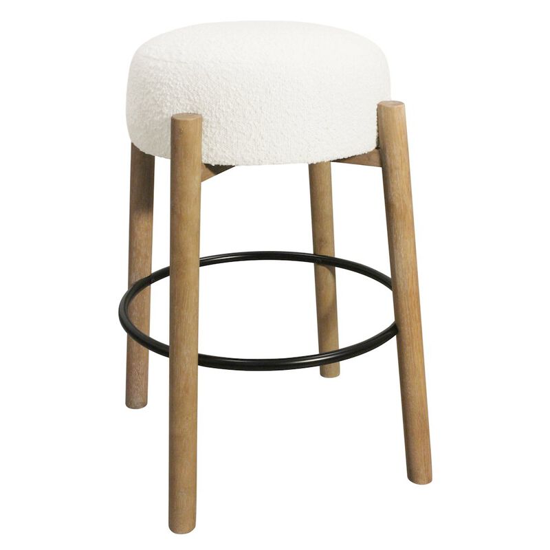 Natalia Barstool in Ivory Boucle Fabric 2-Piece Set