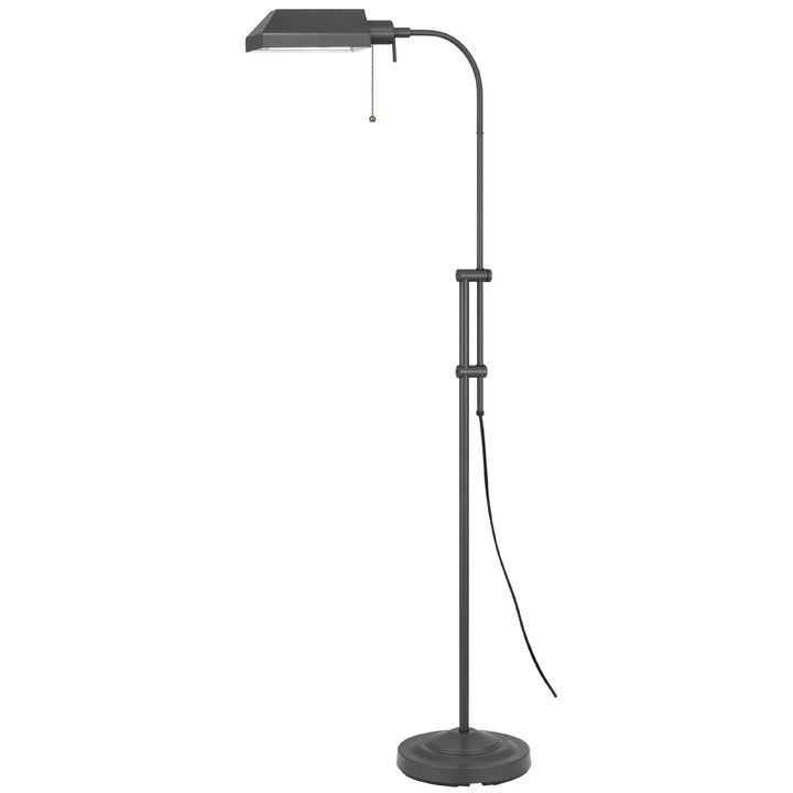Arc Floor Lamp with Pull Chain, 42-58 Inch Adjustable Pole, Gray Metal