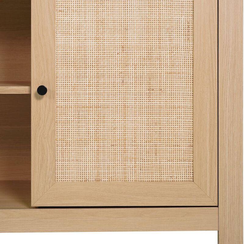 Flash Furniture Modern 58 Inch Buffet Sideboard, TV Stand for up to 65" TV's, Natural/Rattan image number 9