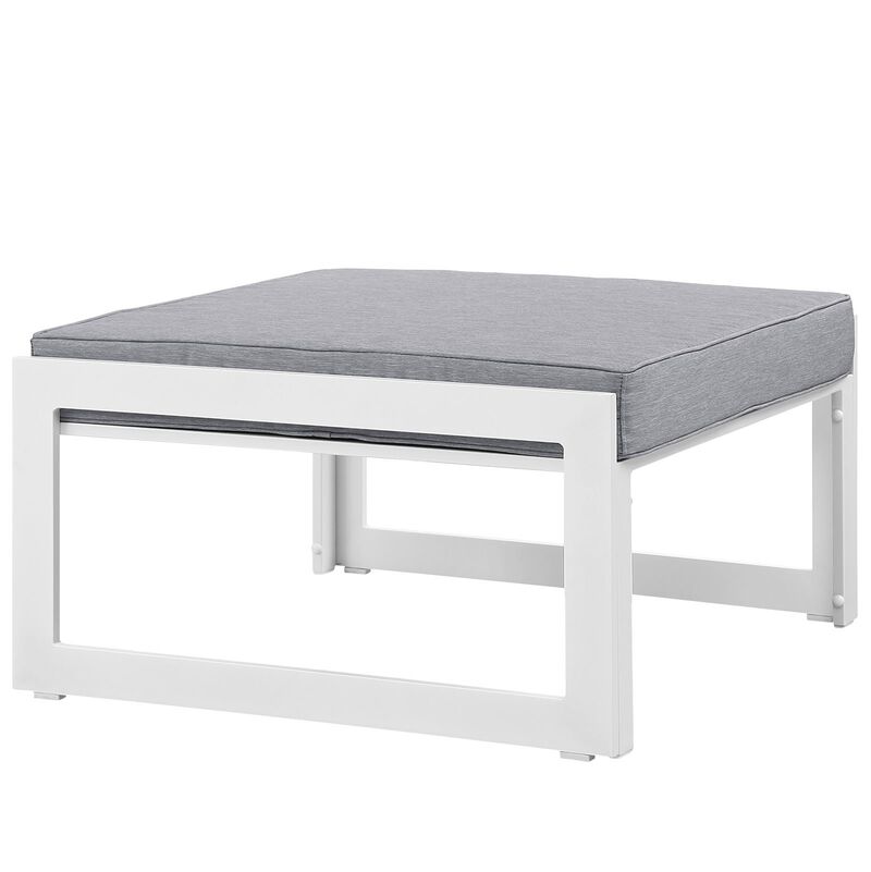 Fortuna Outdoor Patio Ottoman - White Gray image number 2