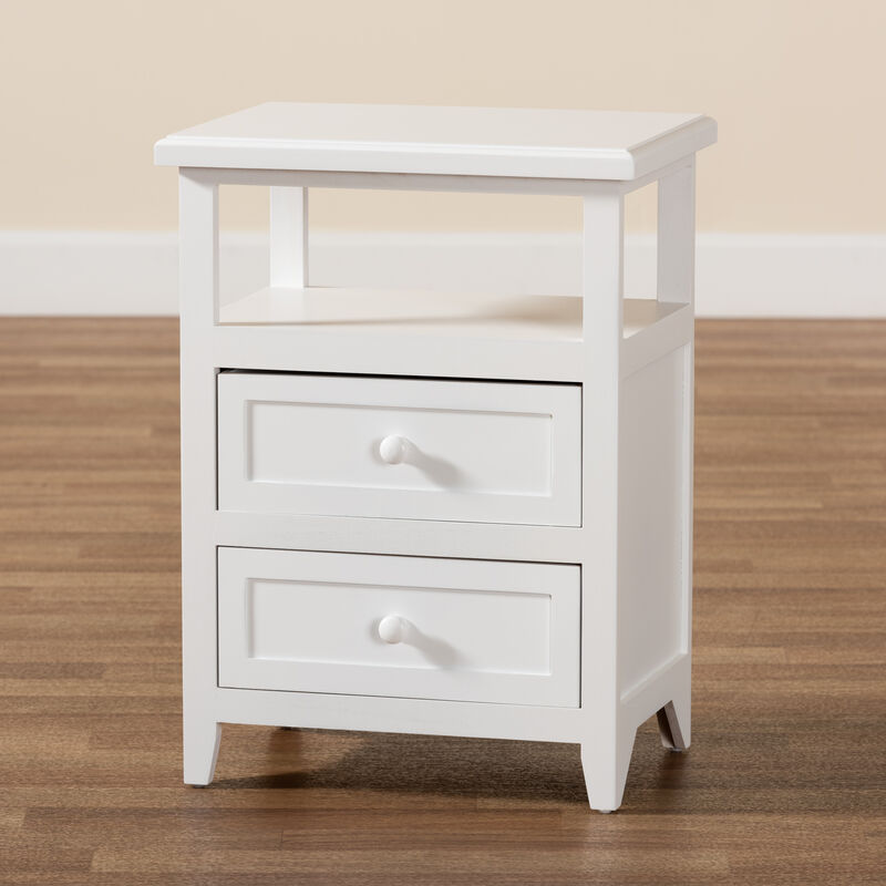 Baxton Studio Karsen Modern and Contemporary White Finished Wood 2 Drawer End Table