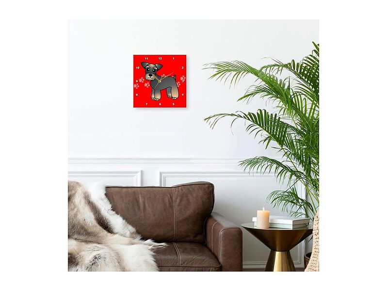 Miniature Schnauzer Banded Brown Base Coat Wall Clock 10 Inch Red Home Decor image number 2