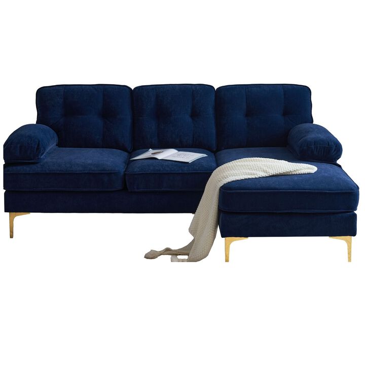 83" Modern Velvet L-Shaped Sectional Sofa for Living Room or Bedroom