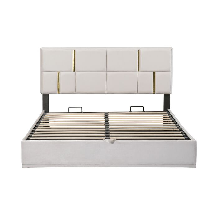 Merax PU Platform Bed with Hydraulic Storage System