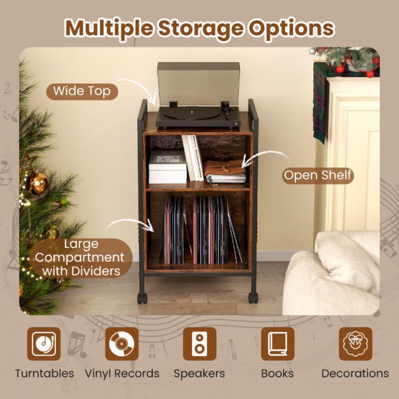 Hivvago Mobile Record Player Stand with Power Outlet