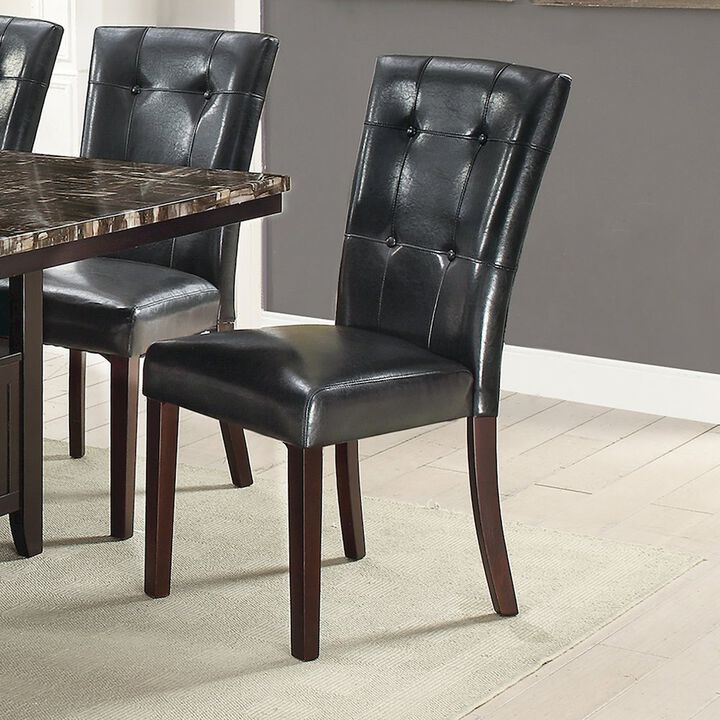 Simple Relax Leather Upholstered Dining Chair, Black(Set of 2)