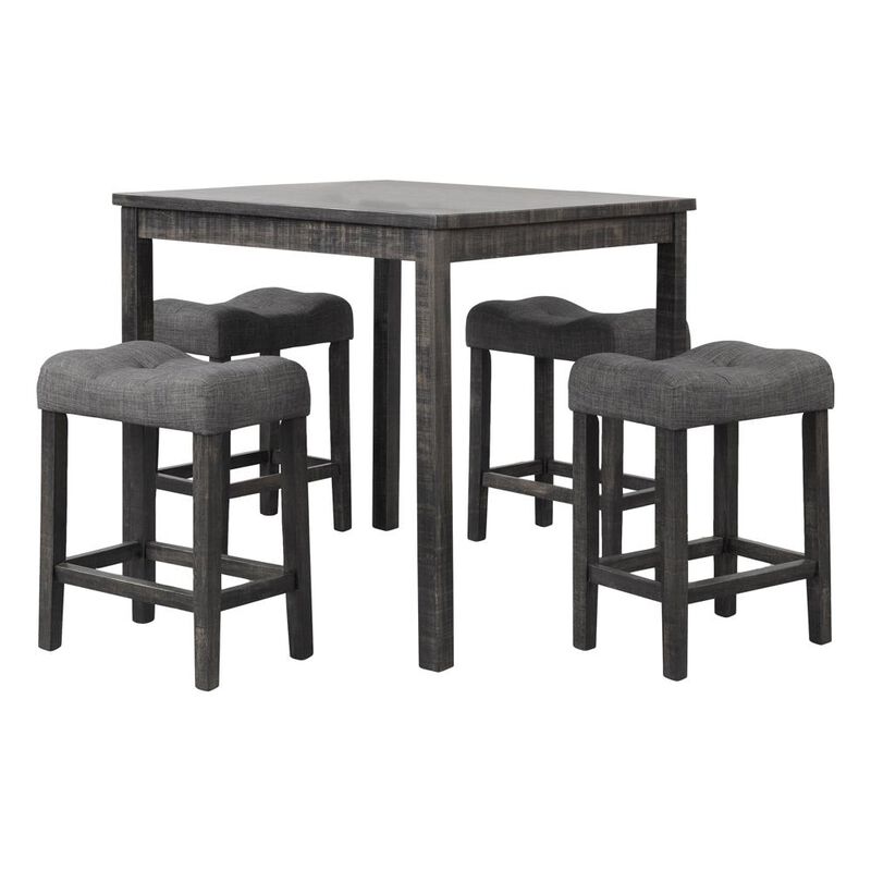 Vitalita 5-piece Black Charcoal Square Counter Height Set