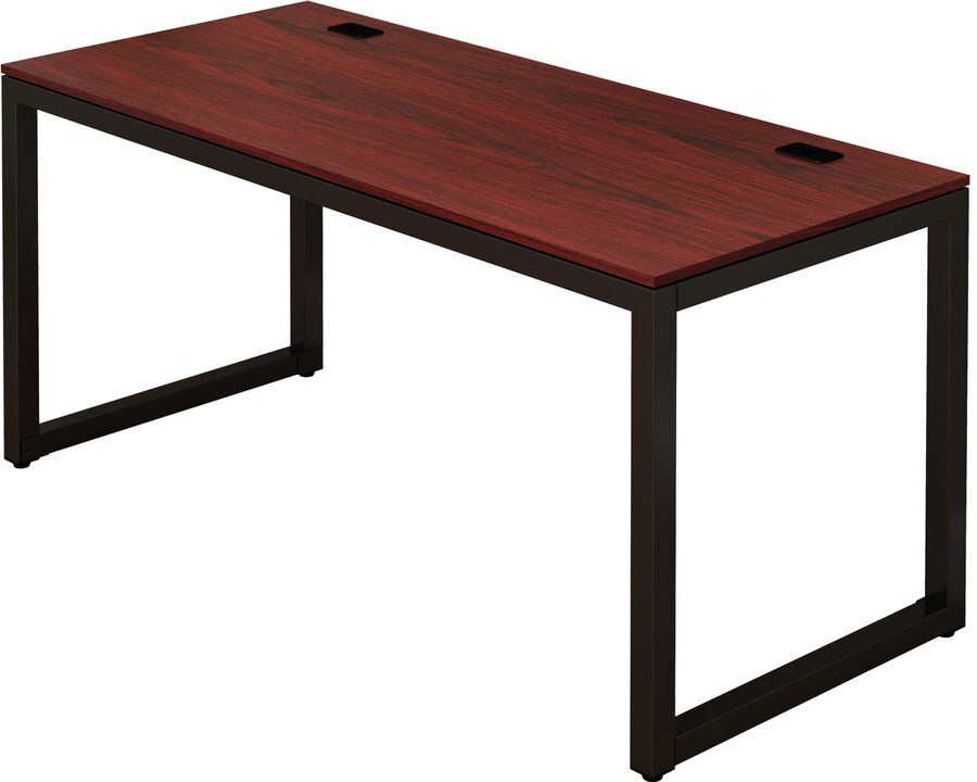 SHW Home Office 55-Inch Large Computer Desk, 24 Deep, Black/Cherry