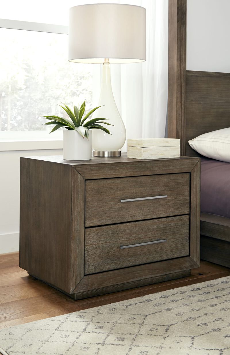 Melbourne Two Drawer Nightstand with USB in Dark Pine
