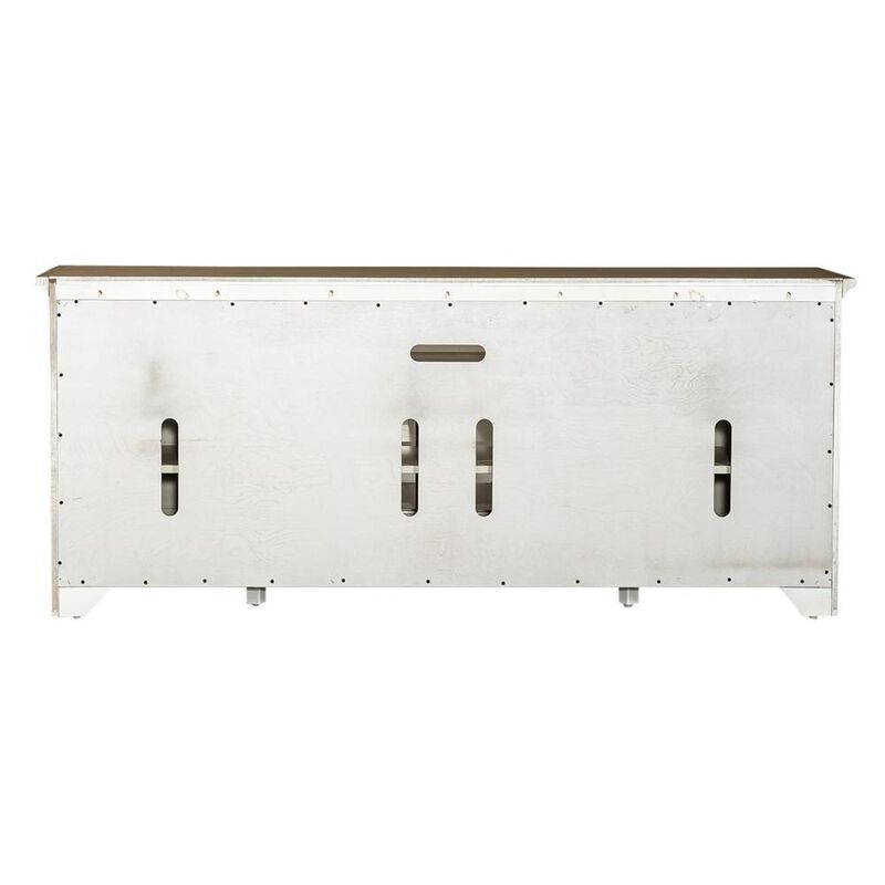 Liberty Furniture Farmhouse Reimagined Entertainment TV Stand in Antique White w/ Chestnut Top image number 3