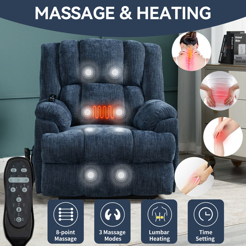 Dual Motor Heat Massage Recliners Infinite Position Electric Power Lift Recliners image number 3