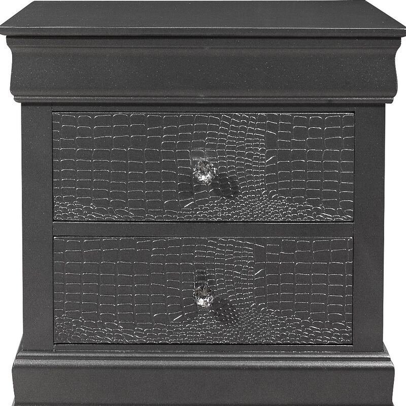 Bedroom Nightstand with Two Drawers &ndash; Solid Wood Nightstand with Shagreen Finish