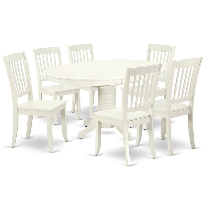 East West Furniture Dining Room Set Linen White, AVDA7-LWH-W