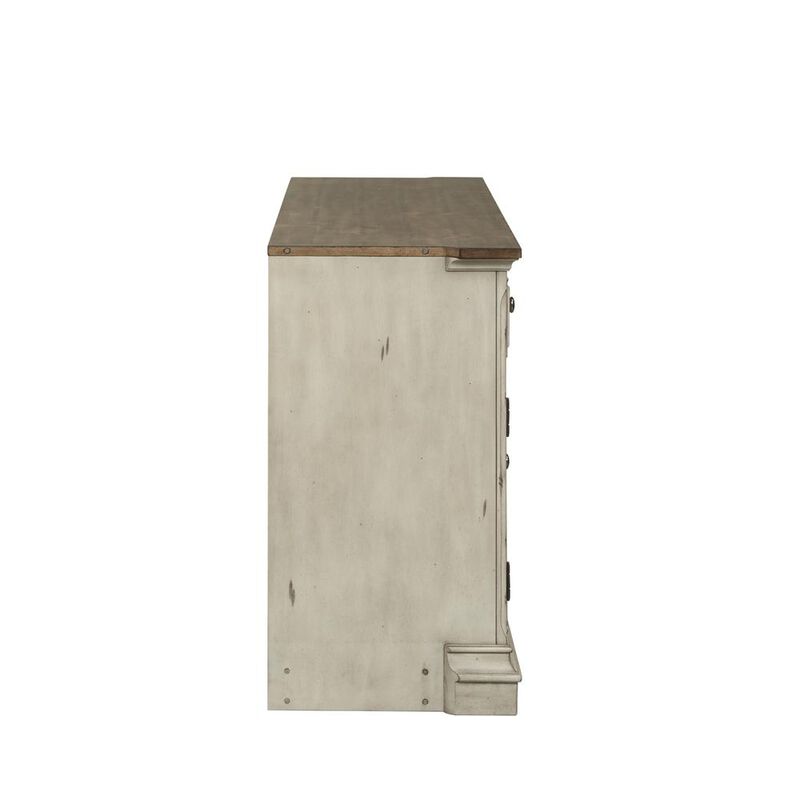 Liberty Furniture Entertainment TV Stand Antique White w/ Wirebrushed Tobacco Accents image number 3
