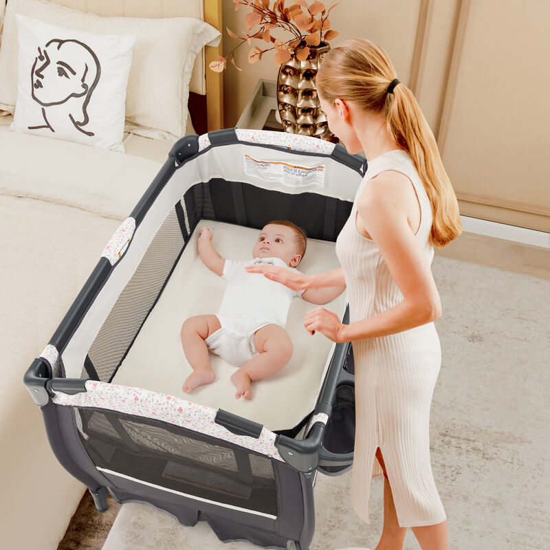 4 in 1 Portable Pack and Play Baby Nursery Center with Bassinet