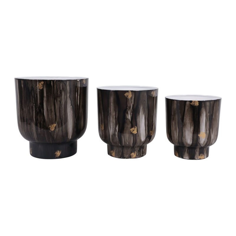 S/3 9/10/11" Marbled Finish Planters, Gray image number 0