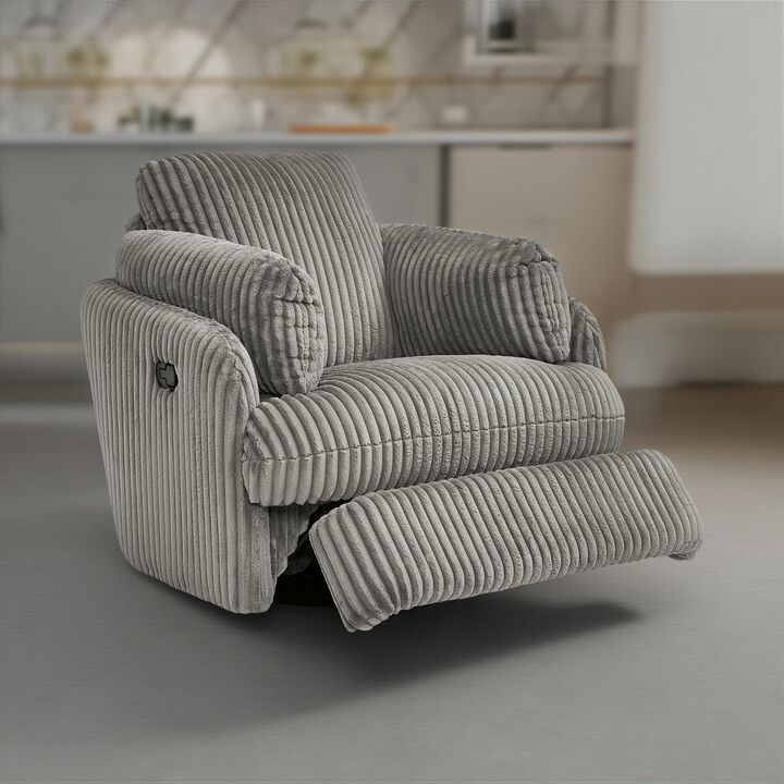 Rikki Swivel Glider Manual Recliner Chair, Gray Corduroy, 2 Pillows