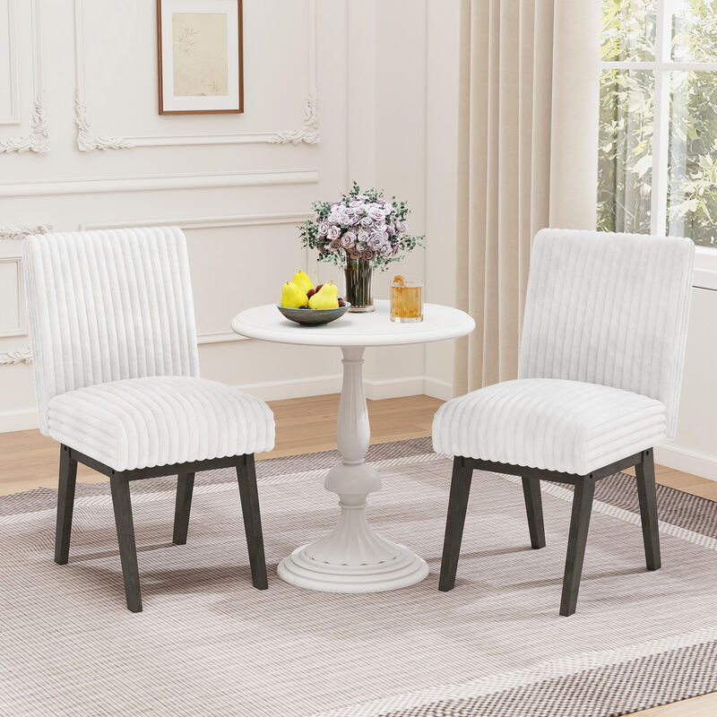 Set of 4 Fabric Dining Chairs with Padded Seats and Rubber Wood Legs image number 4