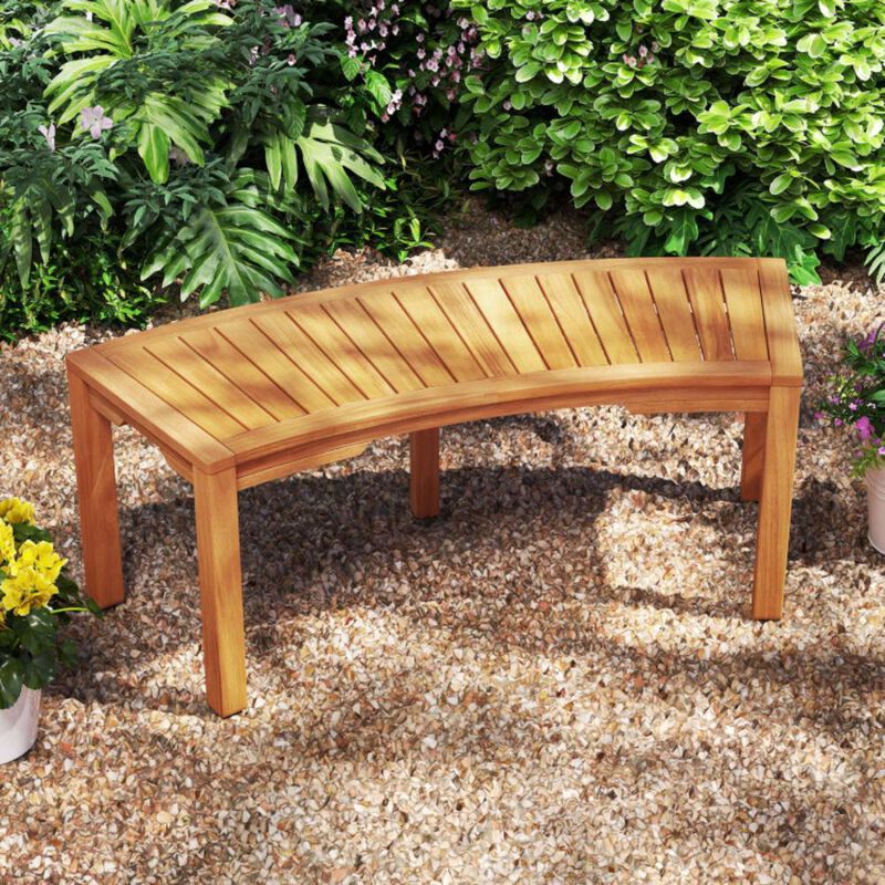 Hivvago Outdoor Bench Acacia Wood Curved Garden Bench 2-Person