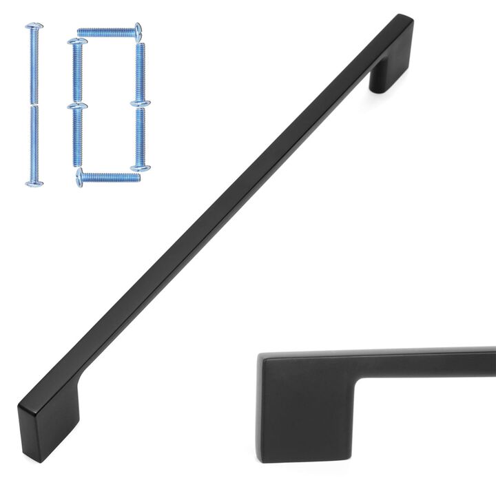 KOOFIZO Wide Foot Cabinet Bar Pull - Black Modern Solid Handle, 8.8 Inch/224mm Screw Spacing, 10-Pack for Kitchen Cupboard Door,