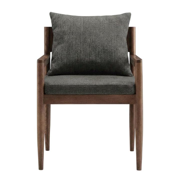 Wood Dining Armchair with Cushioned Seat for Kitchen or Dining Room, Charcoal