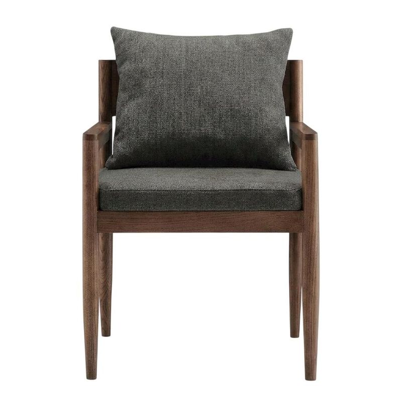 Wood Dining Armchair with Cushioned Seat for Kitchen or Dining Room, Charcoal image number 0