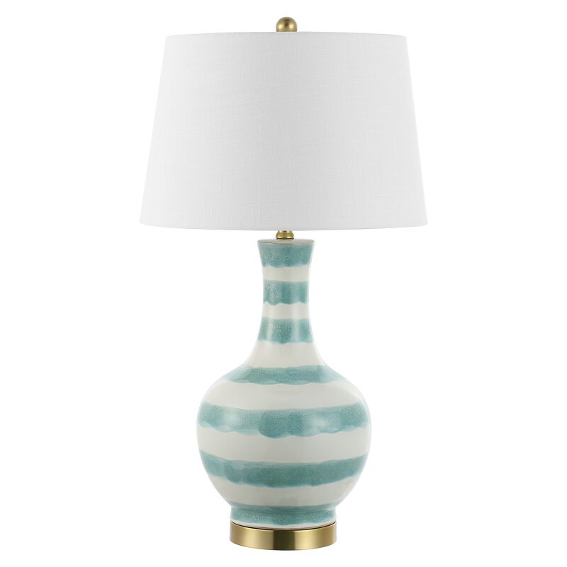 Tucker Striped Ceramicmetal LED Table Lamp
